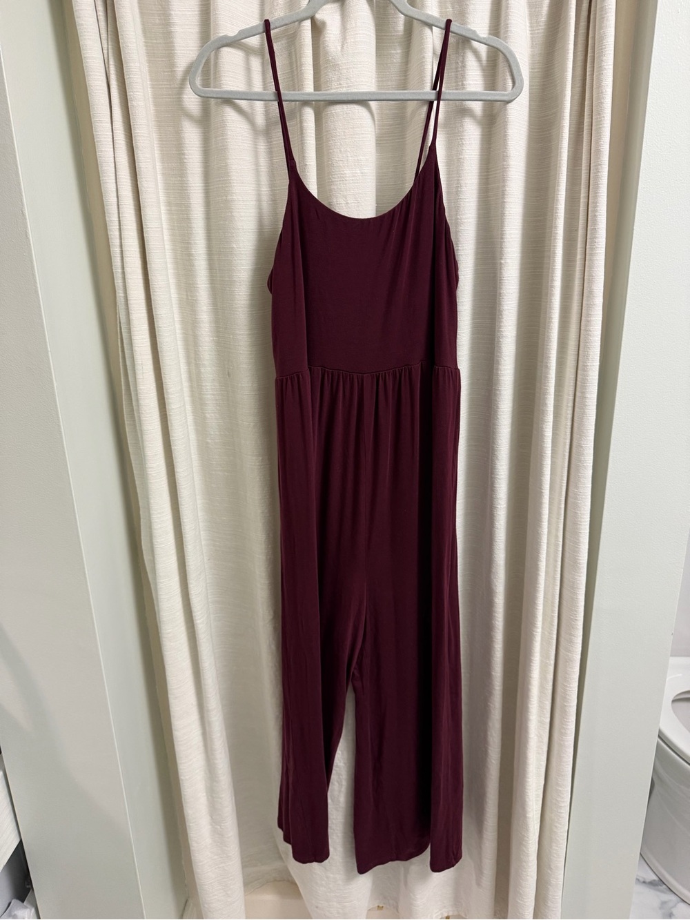 Athleta Maroon Spaghetti-Strap Wide-Leg Jumpsuit